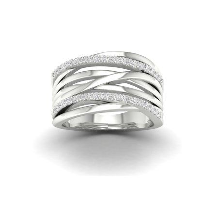 Make a commitment to your future with this sparkling diamond promise ring. Crafted in 10k white gold, the ring features diamond-lined and polished ribbons that crossover, representing two lives that unite. Radiant with round diamonds and a brilliant buffed luster, this style chronicles the next exciting step in your loving relationship. Size: 8.50. Color: Metal Type. Gender: female. Age Group: adult. Modern White Diamond Promise Ring, White Diamond Ring Channel Set For Promise, White Stackable Promise Rings With Diamond Accents, White Diamond Promise Ring Channel Set, White Diamond Channel Set Promise Ring, White Channel Set Diamond Promise Ring, White Diamond Ring With Tension Setting For Promise, White Diamond Promise Ring With Channel Setting, White Diamond Promise Ring With Tension Setting