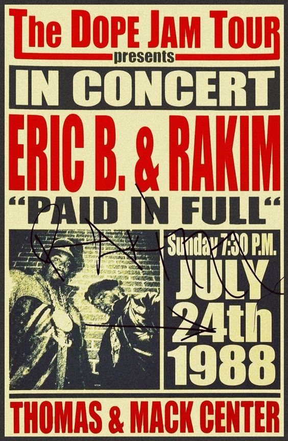 an old concert poster for eric b and rakim