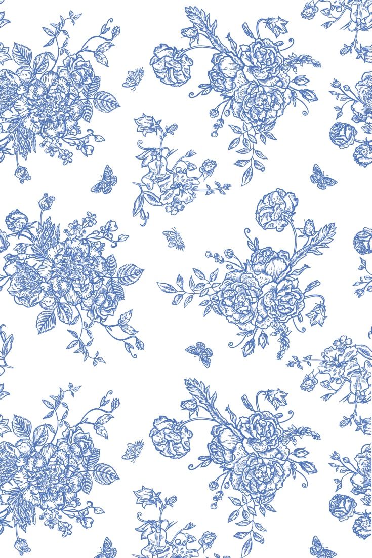 a blue and white floral wallpaper pattern