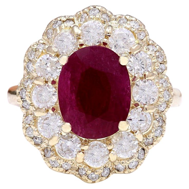 Introducing our breathtaking 4.78 Carat Natural Ruby 14K Solid Yellow Gold Diamond Ring, a masterpiece of elegance and allure. This exquisite ring features a radiant oval-cut ruby at its center, weighing 3.10 carats and measuring 10.00x8.00 mm, exuding a mesmerizing charm. Crafted from luxurious 14K Yellow Gold, this ring is both timeless and sophisticated, with a total metal weight of 6 grams. Surrounding the captivating ruby are brilliant diamonds, adding a touch of sparkle and sophistication Lily Ring, Sapphire Cocktail Ring, Personal Things, Diamond Rings With Price, Emerald Cut Diamond Ring, Vintage Cocktail Ring, Asscher Cut Diamond, Yellow Gold Diamond Ring, Ruby Diamond Rings