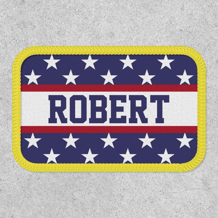 a patch with the word robert written on it in red, white and blue stars