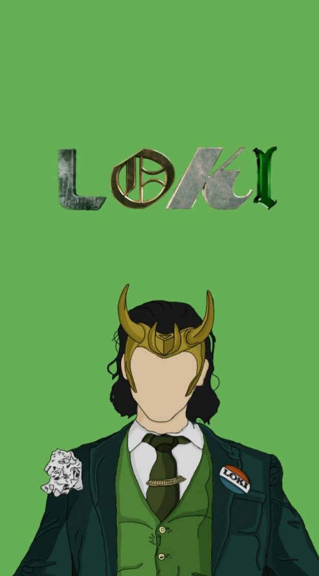 a man in a suit with horns on his head and the word loki above him