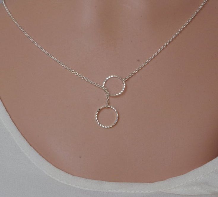 Infinity Necklace Circle Lariat Necklace Minimalist Jewelry | Etsy Silver Lariat Necklace With Delicate Chain For Anniversary, Silver Sterling Silver Lariat Necklace As Gift, Silver Round Lariat Necklace In Dainty Style, Silver Dainty Lariat Necklace, Delicate Sterling Silver Lariat Necklace For Anniversary, Delicate Silver Lariat Necklace For Anniversary, Circular Jewelry For Mother's Day, Minimalist Lariat Necklace For Anniversary, Delicate Silver Lariat Necklace As Gift