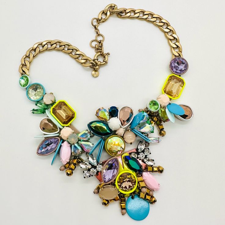 Vintage Rare Brle J. Crew Statement Crystal Necklace Rare Brle Multi Colored Glass Faceted Crystals. Aurora Borealis Crystal. Stones Show Some Vintage Scratches And Paint, See Photos Carefully. Multicolor Party Necklaces With 17 Jewels, Crazy Jewelry, Weird Jewelry, Aurora Borealis Crystal, J Crew Jewelry, Crystal Stones, Faceted Crystal, Jewelry Vintage, Aurora Borealis