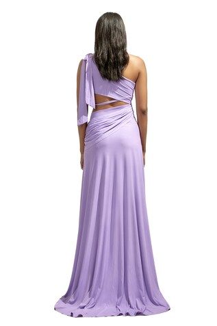 Lilac malai lycra draped dress with gathered detailing. - Aza Fashions One Shoulder Drape Dress, Draped Dress, Dress For Women, Women Dresses, Dress Pattern, Aza Fashion, Shoulder Sleeve, Dresses Maxi, Lilac