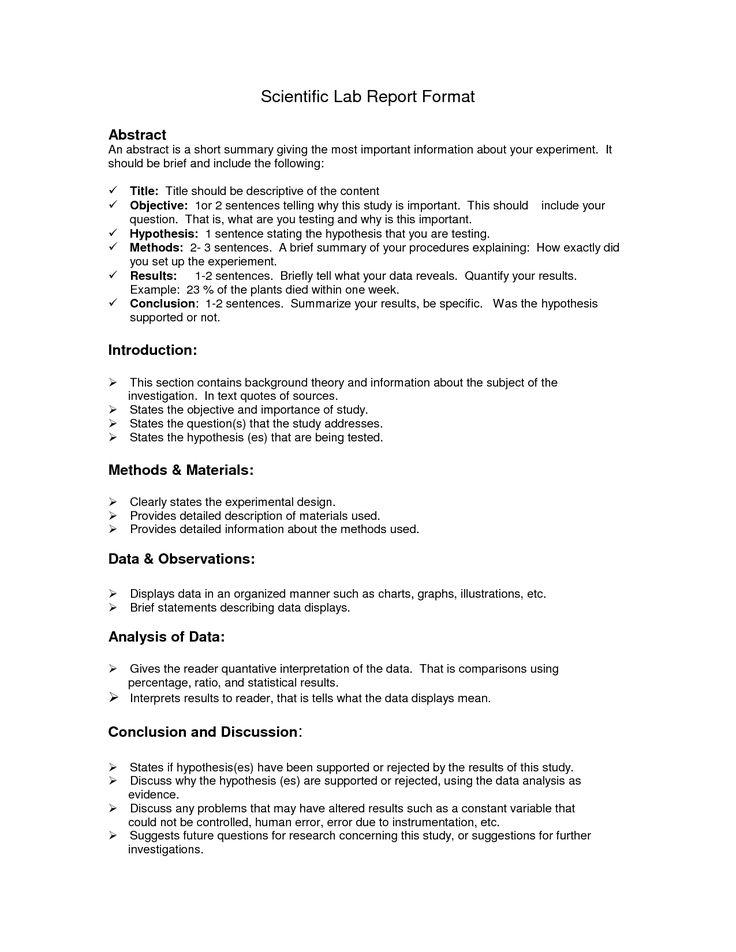 an outline for a scientific lab report