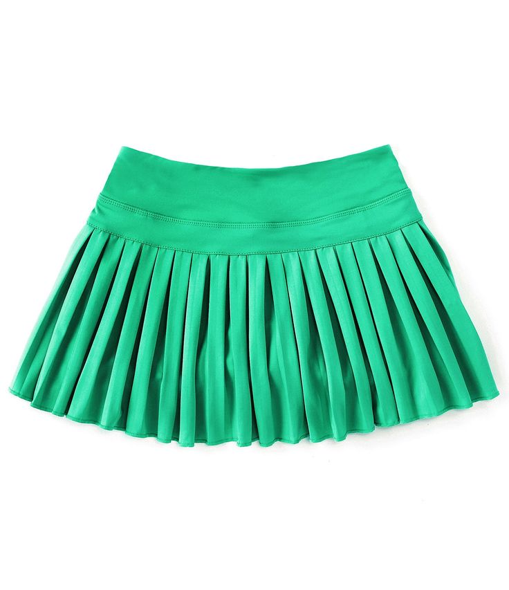 From GB Girls&#x2C; this skirt features:SolidMid-risePull-on stylingMini lengthBuilt-in shortsPleated detailingRounded hemlineAthleisure silhouettepolyester/spandexMachine wash/tumble dryImported. Cheap Blue Flared Mini Skirt, Cheap Pink Pleated Skort, Goldhinge Skirts, Stretch Solid Pleated Skirt For School, Golden Hinge Skirt, Preppy Stretch Tennis Skirt For Spring, Preppy Stretch Skort For Spring, Summer Fitted Tennis Skirt, Green Mini Skirt For School In Summer