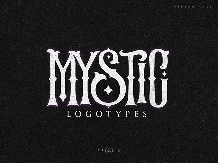 the logo for mystiq's new album, logotypes on black paper