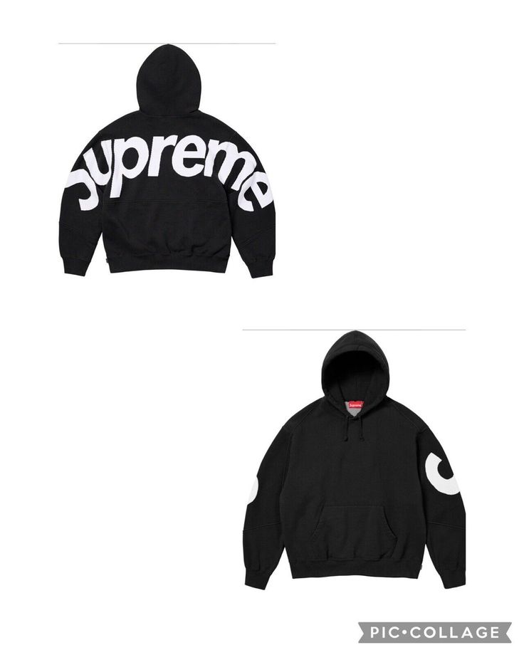 This black Supreme hooded sweatshirt is a must-have for any fashion-forward man. The relaxed fit and drawstring closure make it comfortable for daily wear, while the jacquard fabric and logo accents add a touch of luxury. The size is Large, and it features a hood for added warmth. Whether you're running errands or meeting up with friends, this sweatshirt is perfect for any occasion. Black Long Sleeve Hoodie With Logo, Black Cotton Sweatshirt With Logo, Black Cotton Outerwear With Logo Detail, Black Logo Sweatshirt For Fall, Black Cotton Hoodie With Logo, Black Crew Neck Hoodie With Logo Detail, Long Sleeve Hoodie With Logo For Streetwear, Athleisure Hoodie Sweatshirt With Logo Detail, Oversized Black Sweatshirt With Logo Detail