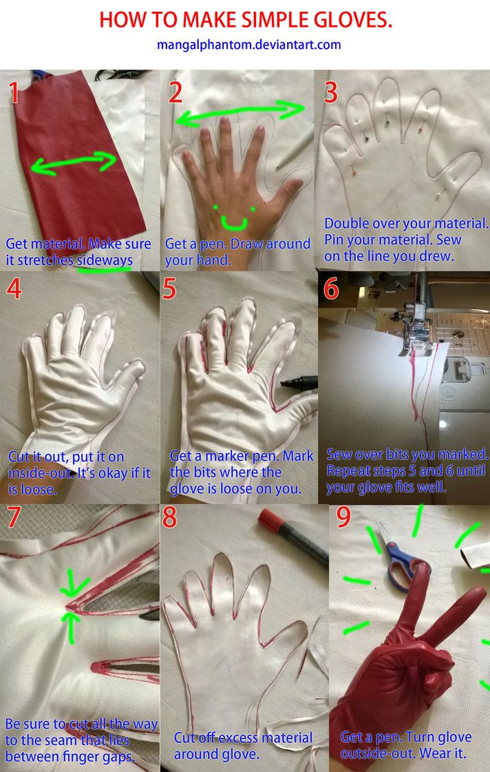 instructions on how to make gloves for children