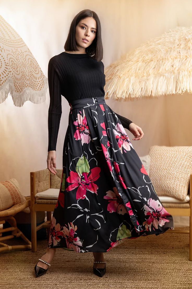 Step up your spring-summer wardrobe with the Mun Fashion SS24 Black Floral Double Button Flair Skirt. This stunning skirt features a vibrant floral print and a flattering double-button waistband, perfect for creating chic and sophisticated looks. Ideal for business casual settings or special occasions, this piece ensures you always stand out. ✨🌸

#ChicDressToImpress #DressToImpressOutfitCombos #DressToImpress #FeminineStyle #WhatToWear #VacayOutfits #BusinessCasual #SpringSummerOutfits Two Piece Outfits Skirt Classy, Two Piece Outfits Skirt, Flair Skirt, Vacay Outfits, Girly Dresses, Classy Work Outfits, Knitting Women, Fall 2024, Summer Clothes