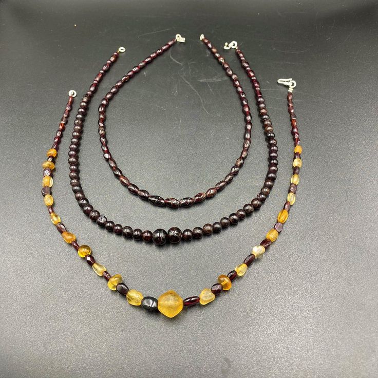 The Lot of total 3 Necklace of Garnet and crystals stone Beads Fast and Free shipping service Brown Beaded Necklace With Stones, Amber Necklaces With Round Beads And Stones, Amber Crystal Necklaces With Polished Beads, Antique Gold Rings, Rare Beads, Carnelian Beads, Crystal Gems, Agate Beads, Gold Beads