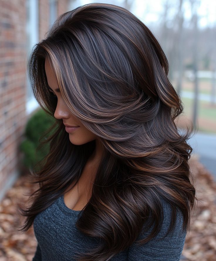 Fall Bronde Balayage: Espresso Hair With Bronde Lowlights Fall Bronde Balayage, Chocolate Brown Balayage, Espresso Hair, Dark Brown Hair Dye, Coffee Brown Hair, Brown Hair Inspiration, Balayage Hairstyle, Drop Fade Haircut, Balayage Hairstyles