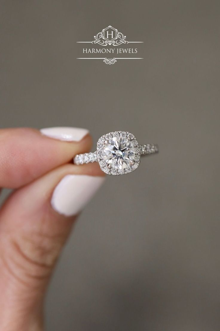 #cushionring #cushionengagementrig #cushionhaloring #engagementring #harmonyjewelsldn Cushion Halo Ring, Square Wedding Rings, Square Halo Ring, Square Halo Engagement Rings, Most Beautiful Engagement Rings, Round Diamond Engagement Rings Halo, Wedding Ring Cushion, Square Engagement Rings, Elegant Wedding Rings