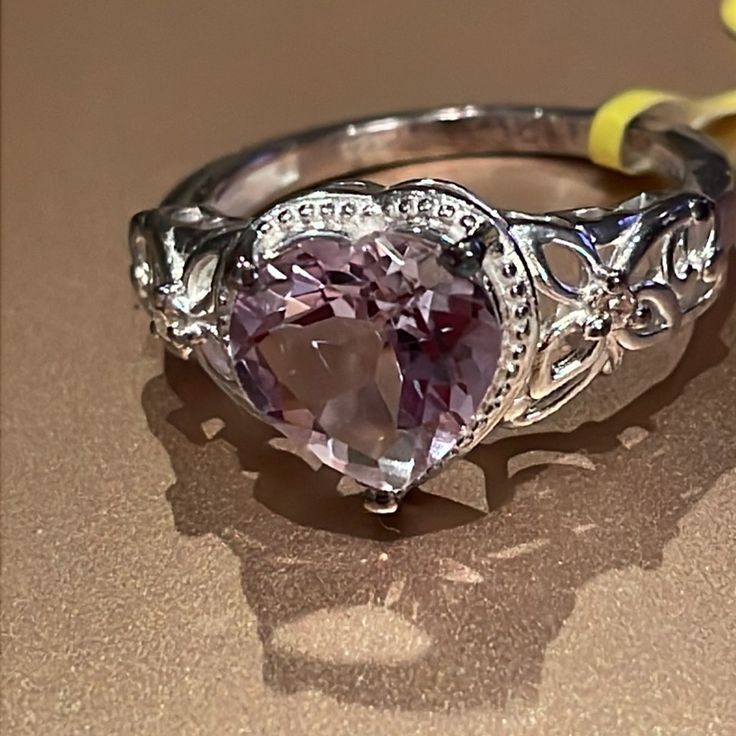 Gorgeous Genuine Rose D’france Amethyst Sterling Silver Heart Ring 925 Sterling Silver In A Pink Tone Amethyst Heart Shaped Nwts Elegant Silver Amethyst Ring For Valentine's Day, Silver Amethyst Ring For Valentine's Day Gift, Silver Heart-shaped Amethyst Ring, Silver Heart-shaped Amethyst Ring For Anniversary, Silver Amethyst Heart Cut Ring Gift, Silver Amethyst Heart Ring For Anniversary, Heart-shaped Silver Amethyst Ring, Silver Heart Cut Amethyst Ring Gift, Elegant Silver Amethyst Heart Cut Ring