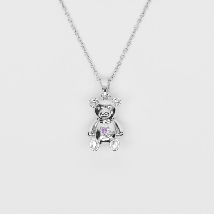 Teddy Necklace – Geme Teddy Necklace, Unity Ring, Birthday Discount, Crown Ring, Silver 925 Necklace, Gem Stones, Crystal Gems, Dainty Jewelry, Heart Necklace