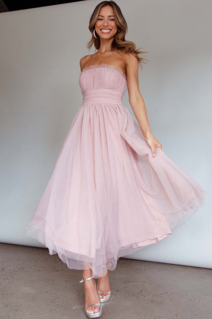 Tulle Midi Bridesmaid Dress, Rehearsal Dinner Dress Pink, Selfie Leslie Pink Dress, Light Pink Winter Formal Dresses, Ballerina Pink Bridesmaid Dresses, Pink Tulle Midi Dress, Soft Pink Dress Bridesmaid, Light Pink Tulle Dress, Frilly Bridesmaid Dress