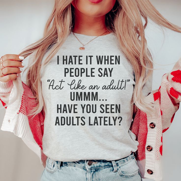 Act Like An Adult Tee #stylish #fashion #style #momstyleblogger #liketoknowitstyle #homeschoolmama #onlineshopping #casuallook #outfitideas4you #mamalife Jeans Cardigan, Sassy Tee, Two Faced, Stylish Blazer, Black And White Colour, Heather Black, Grocery Store, Favorite Jeans, Wardrobe Staples