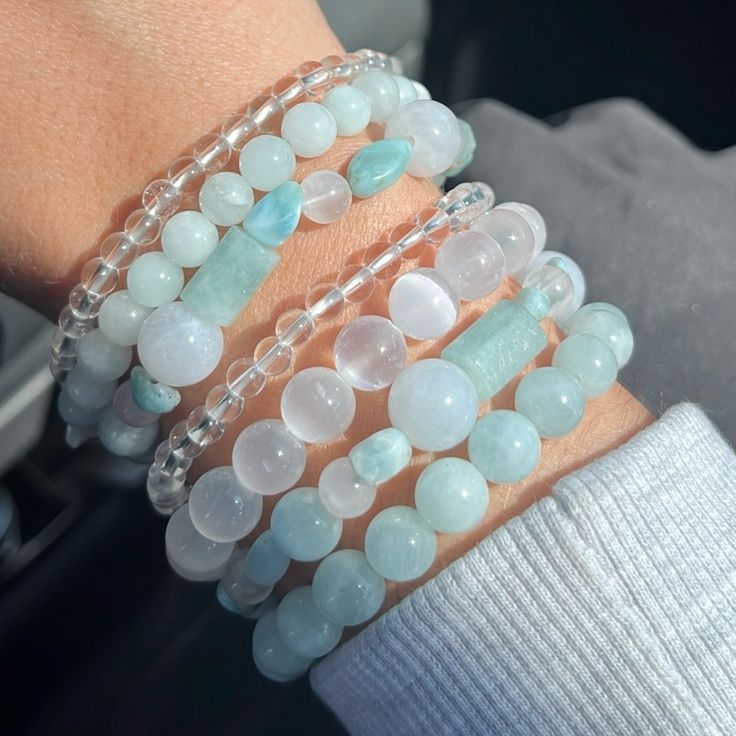 Bracelets Aesthetic, Bracelet Business, Worry Beads, Crystals Store, Bracelet Stacks, Blue Stud Earrings, Amazonite Bracelet, Crystal Healer, Carnelian Beads