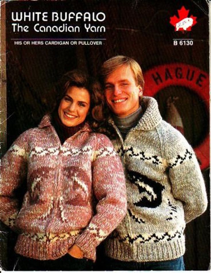 a man and woman in sweaters standing next to each other