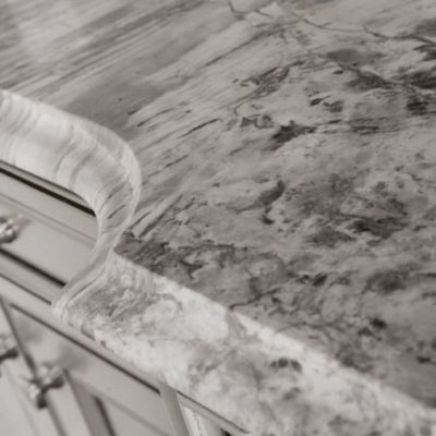 a marble counter top in black and white