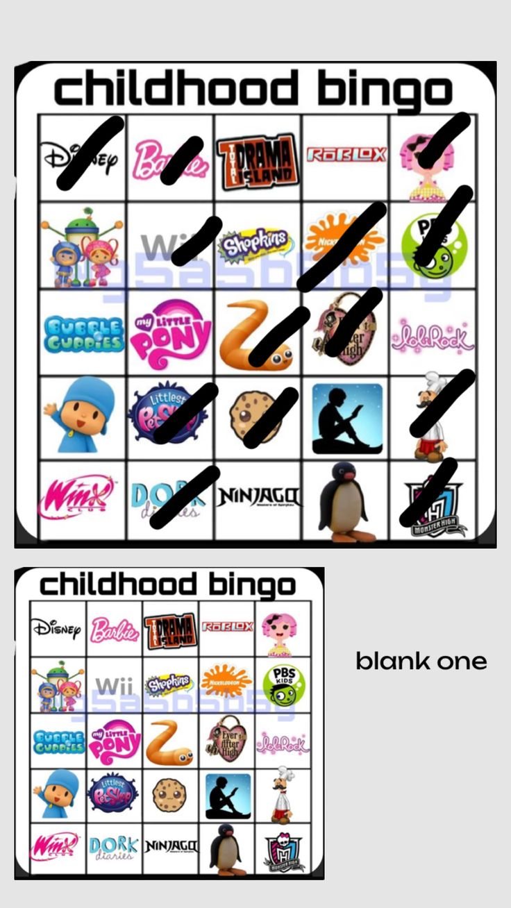 two different images of children's logos with the words childhood bingo on them