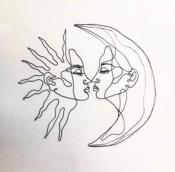 a drawing of two women kissing each other with their faces drawn in one continuous line