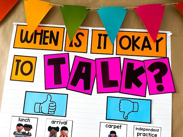 a bulletin board with words and pictures on it that read when is it okay to talk?