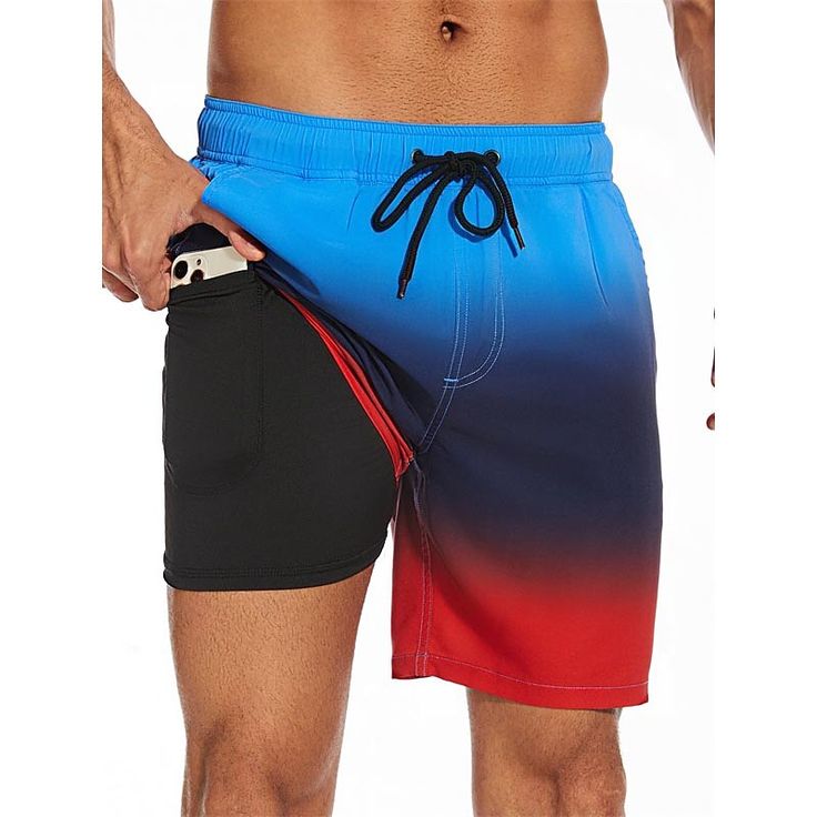 Category:WE-Pants; Season:Spring  Summer; Fabric:Polyester; Gender:Men's; Style:Casual,Fashion; Elasticity:Micro-elastic; Occasion:Holiday,Beach,Weekend,Swimming Pool; Details:Lined; Fit Type:Regular Fit; Function:Quick Dry,Comfort; Waistline:Mid Waist; Pattern:Plain,Gradient; Design:Drawstring,Elastic Waist,With Compression Liner; Pants Type:Board Shorts,Swim Trunks,Swim Shorts; Fly Type:Drawstring,Elasticity; Front page:FF; Listing Date:06/07/2024; Production mode:External procurement; Hips:; Blue Swimwear With Built-in Shorts For Surfing, Navy Bottoms With Built-in Shorts For Beach, Stretch Blue Bottoms For Surfing, Stretch Blue Shorts For Pool, Blue Stretch Shorts For Pool, Red Surfing Beachwear Bottoms, Stretch Blue Beach Shorts, Blue Bottoms With Built-in Shorts For Outdoor, Red Beachwear Bottoms For Surfing