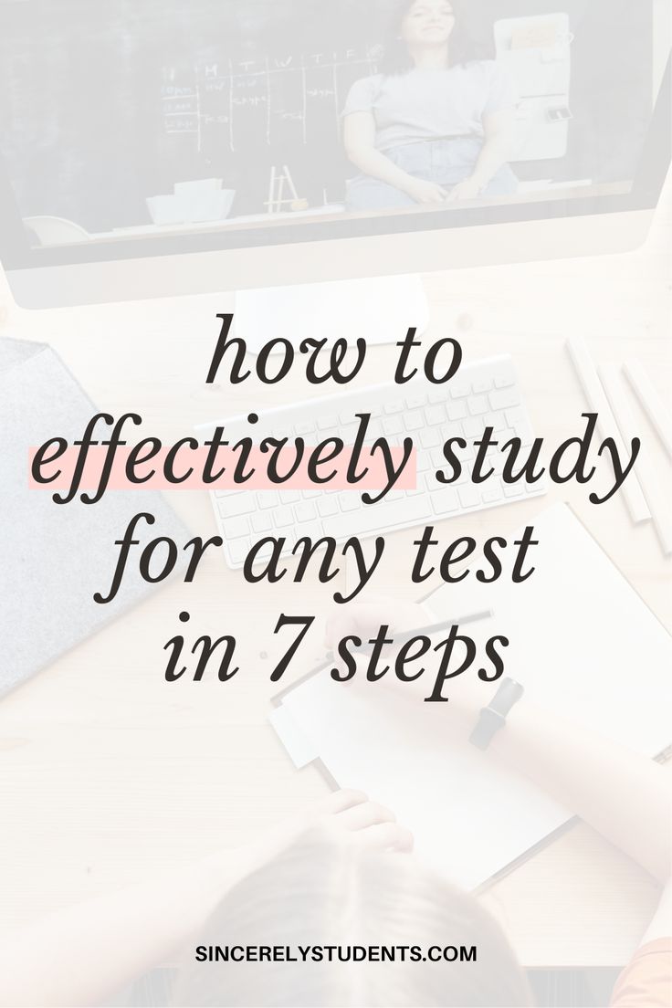 a woman working on her computer with the text how to effectively study for any test in 7 steps