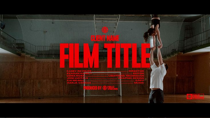 two people doing tricks on a basketball court with the words film title in front of them