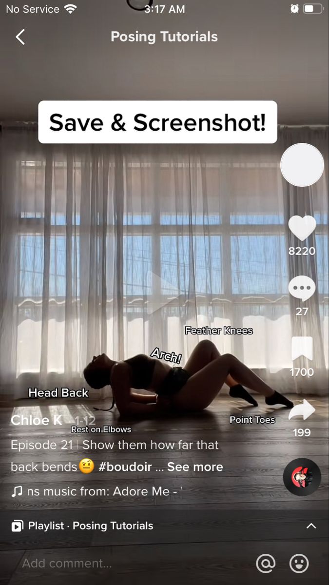 a woman laying on the floor in front of a window with text reading save & screenshot