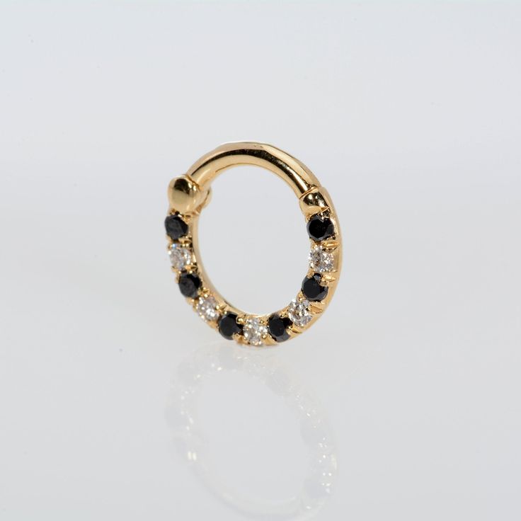 Clicker, Septum ring ,helix tragus white 14k solid gold White-black Genuine diamonds 1.3MM - G - VS2 Inner Diameter; 6mm,8mm, 10mm Septum ring:18g,16g 14g. Options gold: 18k solid gold yellow god,rose gold,white gold Minimalist Black Diamond Jewelry For Gift, Minimalist Black Diamond Jewelry As Gift, Minimalist Black Diamond Jewelry Gift, Elegant Pierced Septum Ring For Gift, Elegant Pierced Septum Ring As Gift, Elegant Septum Ring As A Gift, Yellow Gold Cartilage Earrings With Diamond Accents, Elegant Septum Ring Gift, Elegant Internally Threaded Huggie Nose Rings