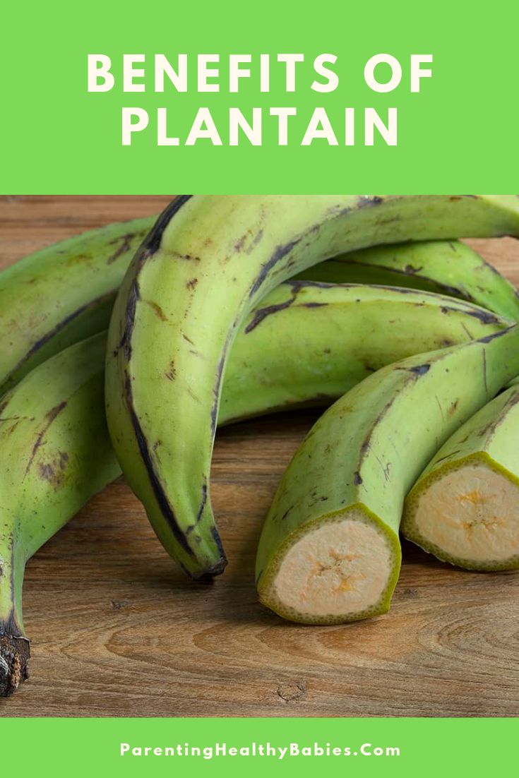 some green bananas on a wooden table with the words benefits of plantain over them