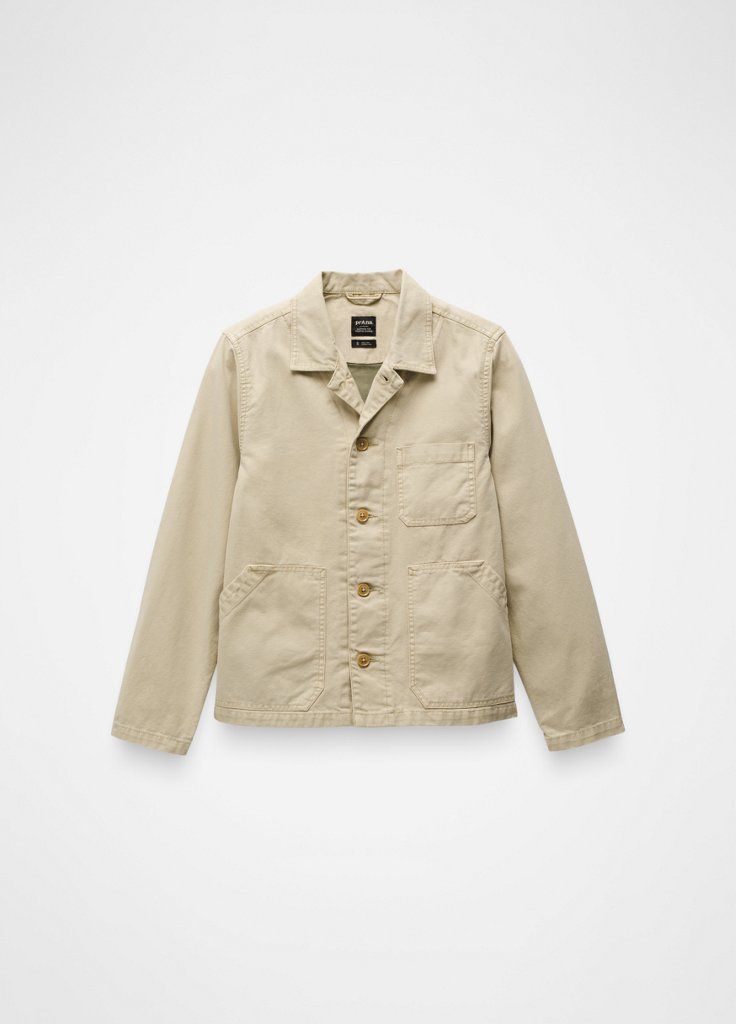 This durable organic cotton canvas jacket channels workwear vibes with its patch pockets and button front. Casual Cotton Utility Jacket With Lapel Collar, Fall Cotton Utility Jacket With Welt Pockets, Fall Cotton Khaki Blazer, Fall Cotton Blazer With Patch Pockets, Khaki Cotton Outerwear With Buttoned Pockets, Casual Cotton Utility Jacket With Buttoned Pockets, Cotton Blazer With Flap Pockets And Long Sleeves, Cotton Utility Jacket With Buttoned Pockets, Relaxed Fit Cotton Button-up Utility Jacket