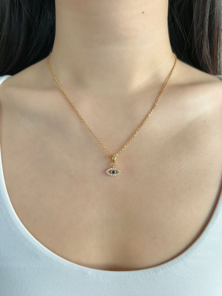 Our dainty link chain necklaces are made of stainless steel and plated with 18k gold. Not only is stainless steel hypoallergenic, but it's also highly durable, water-resistant, and tarnish-resistant! DETAILS ------------ - 18k Gold Plated Stainless Steel Chain, Lobster Clasp, 17in + 2in extender - Pendant: 18k Gold Plated, Cubic Zirconia, 8.5 x 11.5 x 2mm - Polishing cloth and vegan leather button pouch included PACKAGING & GIFTING -------------------------------- - All Stone & Sonder pieces com Elegant Tiny Charm Necklaces In 14k Gold Filled, Gold Charm Necklace For Wedding, Tarnish Resistant, Gold Tarnish Resistant Charm Necklace For Wedding, Gold Tarnish-resistant Charm Necklace For Wedding, Gold Charm Necklace With Adjustable Chain For Bridesmaid Gift, Dainty Gold Charm Necklace For Bridesmaid Gift, Tiny Gold Plated Gold Necklaces, 14k Gold Filled Charm Necklaces For Weddings, Tiny Gold Plated Jewelry For Wedding