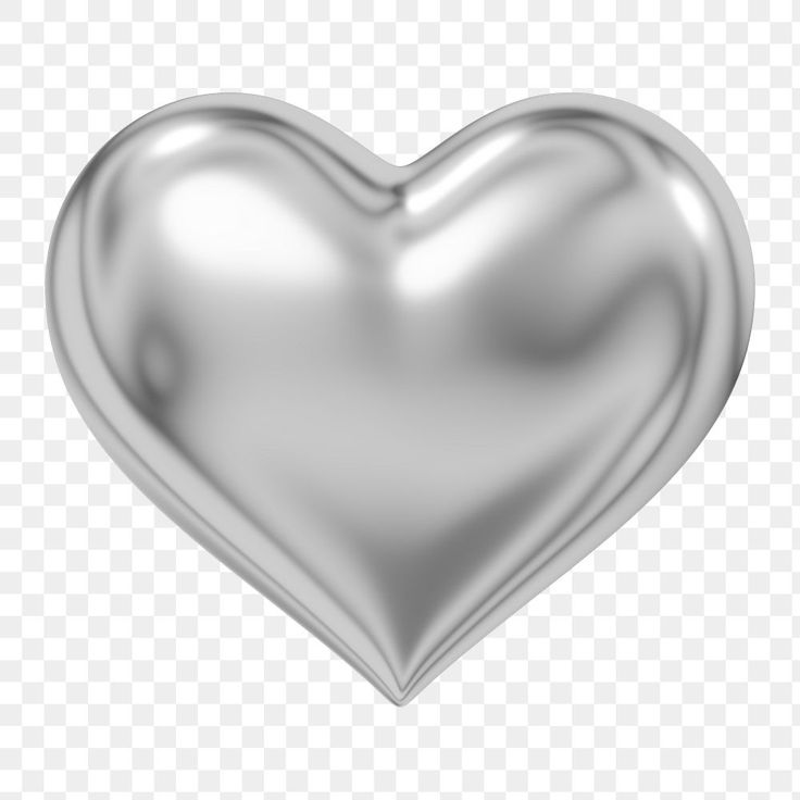 a silver heart shaped object on a transparent background