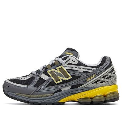 New Balance 1906R Shoes 'Grey Yellow' M1906NA Classic Gray Custom Sneakers For Sports, Gray Sneakers With Vibram Sole And Medium Fit, Gray Sneakers With Vibram Sole, Gray Sneakers With Vibram Sole Medium Fit, Classic Gray New Balance Sneakers, Gray New Balance Lace-up Sneakers, Classic Gray Sneakers With Cushioned Footbed, Classic Gray Lace-up Sneakers, Gray New Balance Running Shoes With Rubber Sole