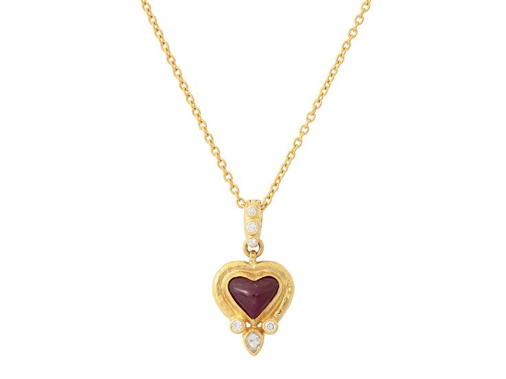 GURHAN, GURHAN Romance Gold Ruby Pendant Necklace, 9mm Heart set in Wide Frame Red Heart Pendant Necklace In 14k Gold, Valentine's Day Yellow Gold Ruby Necklace, Heart-shaped Ruby Necklace In Yellow Gold, Vintage Red Heart-shaped Necklace, Heart-shaped Ruby Gemstone Necklace, Ruby Necklace Pendant, Ruby Pendant, Red Stone, Pure Gold