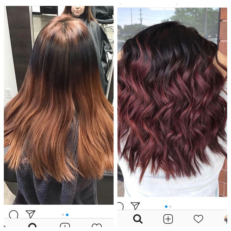 Easy Up Keep Hair Color, Burgundy Hair With Shadow Root, Brown To Red Ombre Hair Short, Brown Hair Colors With Dark Roots, Brown Hair With Plum Highlights, Burgundy Highlights On Brown Hair, Chelsea Houska Hair, Brown Hair Trends, Red Ombre Hair