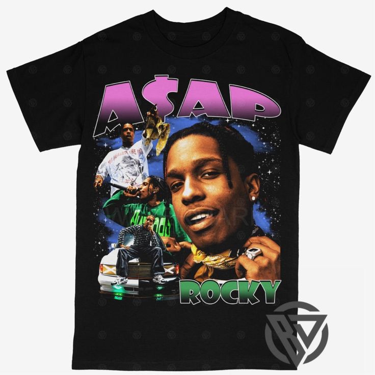 ASAP Rocky Tee Shirt Hip Hop Rap Style Concert Tour Music Artist Merch Black Relaxed Fit Music-themed T-shirt, Music-themed Streetwear Shirt For Summer, Trendy Black Shirt For Concert, Relaxed Fit Shirt For Music Festivals And Streetwear, Relaxed Fit Shirt For Streetwear Music Festivals, Hip Hop Style Shirt For Summer Concerts, Black Music-themed Top With Letter Print, Black Shirt For Summer Concerts, Hip Hop Graphic Print Tops For Concerts