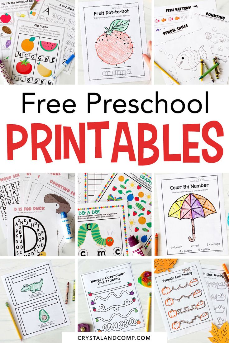 free printable worksheets for preschool and homeschool with the title overlay