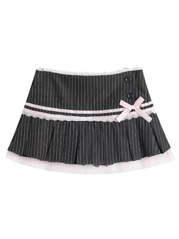 Lace trim, Vintage pinstripes, Cute bow, Low waist, Safe pants inside Material: Polyester Color: Pink, Blue, Grey Size: S, M, L Unit: CM Waist Length S 68 27 M 72 28 L 76 29 Tips: 1cm ≈ 0.3937 inch Kindly note: There may be 2-3cm error due to manual measurement. If you need size help, please drop us a message.  Contact Girly Academia, Harajuku Fashion Kawaii, Goth Skirts, Star Tights, Summer Formal Dresses, Fashion Shorts, Bodycon Dresses Casual, Shorts Skirts, Cute Bow