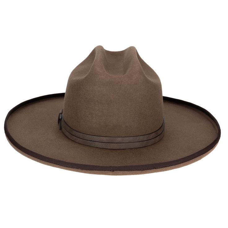 This Black Label Wool Felt Cattleman's Crease Fedora exudes superior quality and timeless style. The classic cattleman's crease, contrast grosgrain binding, distressed leather band, and 4-inch rolled brim are all crafted from luxurious wool felt for an excellent fit and feel. The subdued, yet sophisticated, brown tone completes the look, creating a timeless style perfect for any occasion. Features: Color: BrownMaterials: 100% WoolSize: 59cmBrim Size: 4" Classic Brown Formal Hat Band, Classic Distressed Brown Hat With Short Brim, Classic Hat With Curved Brim In Distressed Brown, Classic Distressed Brown Hat With Curved Brim, Classic Distressed Brown Hat For Outdoor, Fitted Western Style Six-panel Hat Bands, Fitted Solid Color Hat Bands For Rodeo, Brown Fur Felt Hat Band For Ranch, Western Style Brown Hat Bands For Formal Occasions