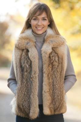 Women's Deandra Coyote Fur Vest  By Overland Sheepskin Co, http://www.overland.com/Products/NewNotable-590/HotBrands-1003/OverlandCoats-8405/WomensDeandraCoyoteFurVest/PID-11700.aspx Fur Vest Women, Fur Vests, Vests For Women, Coyote Fur, Come Soon, Military Outfit, Fox Fur Coat, Stylish Sweaters, Vest Fashion