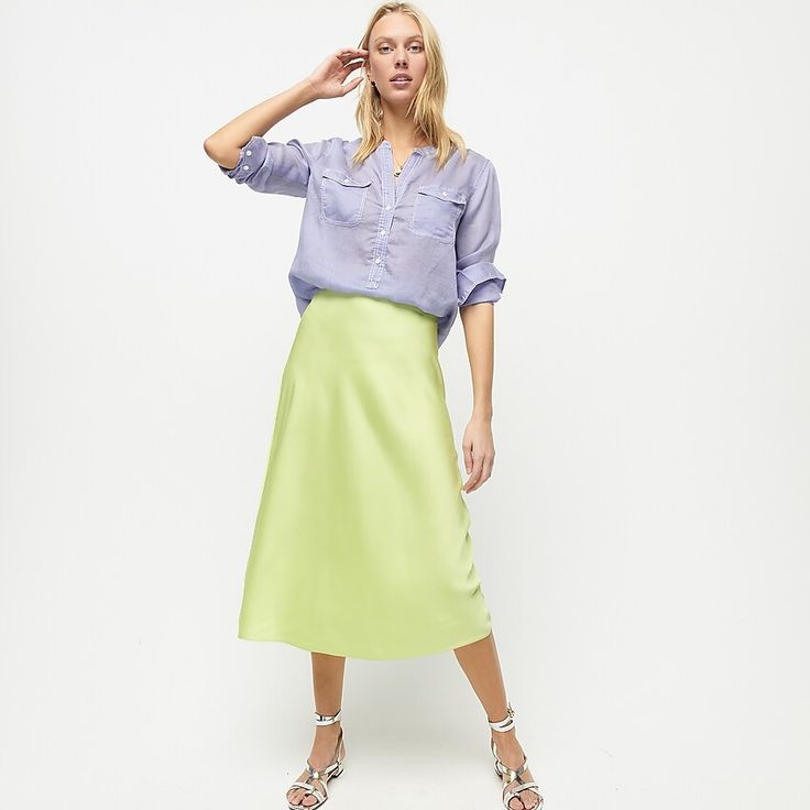 J.Crew: Pull-on Slip Skirt For Women Chic Gathered Pencil Skirt For Spring, Flowy Skirt For Workwear, Spring Asymmetrical Relaxed Maxi Skirt, Summer Wrap Skirt With Gathered Detail, Relaxed Full Skirt Dresses With Lined Skirt, Spring Relaxed Long Maxi Skirt, Fitted Wrap Skirt For Spring, Relaxed Full Skirt Dress For Spring, Spring Dress With Full Relaxed Skirt