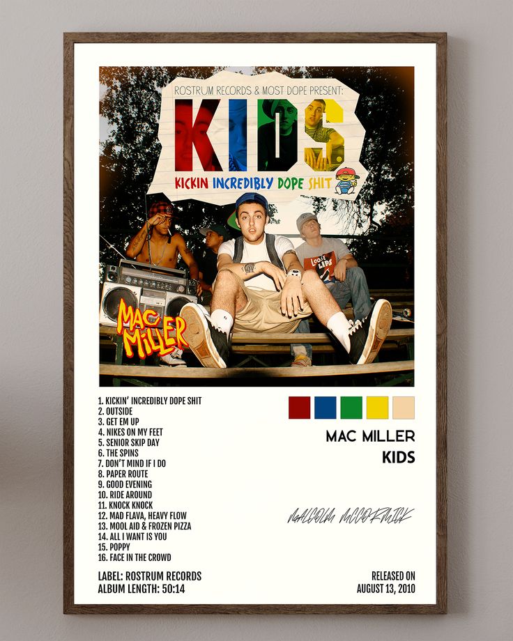 an old school kid's album cover with the name mac miller kids on it