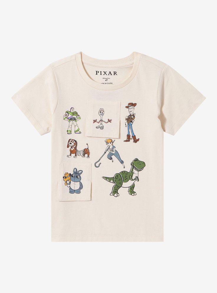 Whether you know an Andy or a Bonnie  they'll love this Toy Story tee! This cream-colored shirt features whimsical illustrated characters like Woody  Forky  and Bo Peep—with some on flip details that open to reveal more drawings. It's perfect for your little one's own playtime!A BoxLunch Exclusive!Organic cotton	Listed in toddler sizesWash cold with like colors; dry lowDo not iron over printImported Disney Toddler Outfits, Toy Story Andy, Toy Story Gifts, Illustrated Characters, Disney Fits, Cute Disney Outfits, Toy Story Characters, Disney World Outfits, Disney Toddler