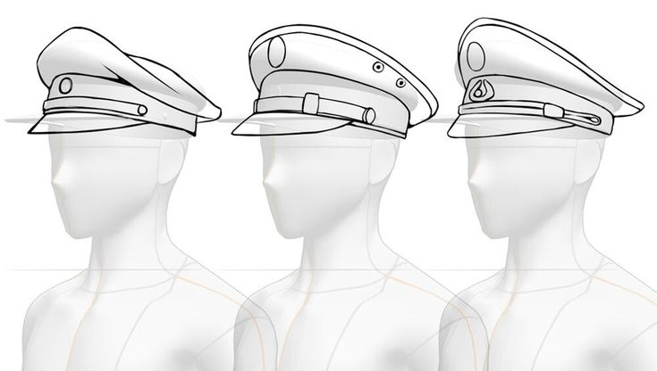 three hats are shown on top of the mannequin's head, and one is