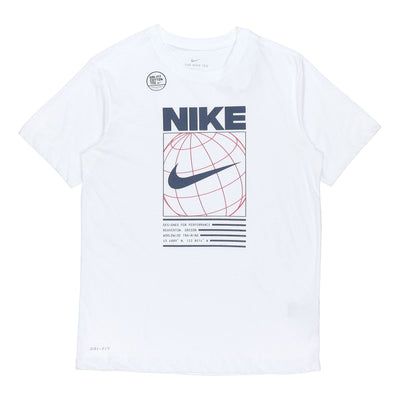 Nike Dri-FIT Geometry Pattern Logo Printing Quick-dry Sports T-Shirt Men's White DA1773-100 (Quick Dry/Short Sleeve) Nike Athletic Fit Sports T-shirt, White Breathable Athleisure T-shirt, White Breathable T-shirt For Athleisure, White Dri-fit Athleisure Activewear, Nike Functional T-shirt For Sports Events, Functional White Crew Neck T-shirt, White Letter Print T-shirt For Training, Sports Season Dri-fit Graphic T-shirt, Nike Breathable Sportswear T-shirt